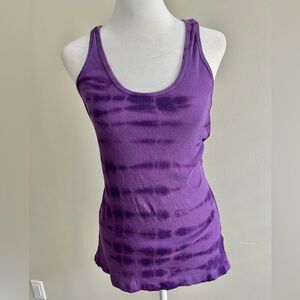 Y2K Style Purple Tie Dye Stretchy Rib Knit Tank Miley Cyrus Large